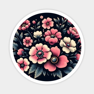 Pink Floral Illustration Magnet